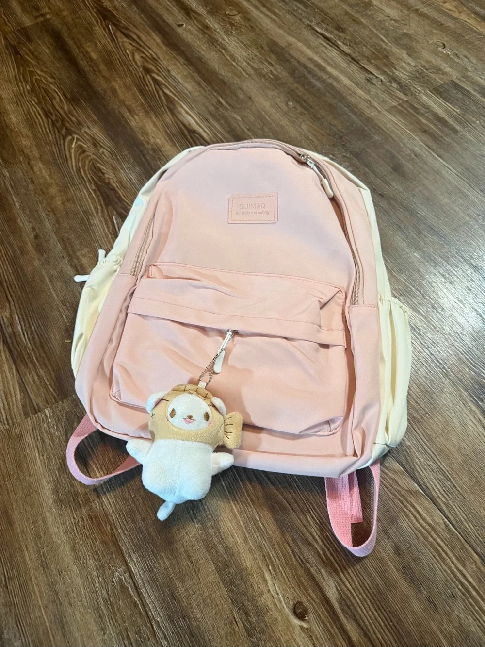 Pink Kids Backpack with Plush Charm